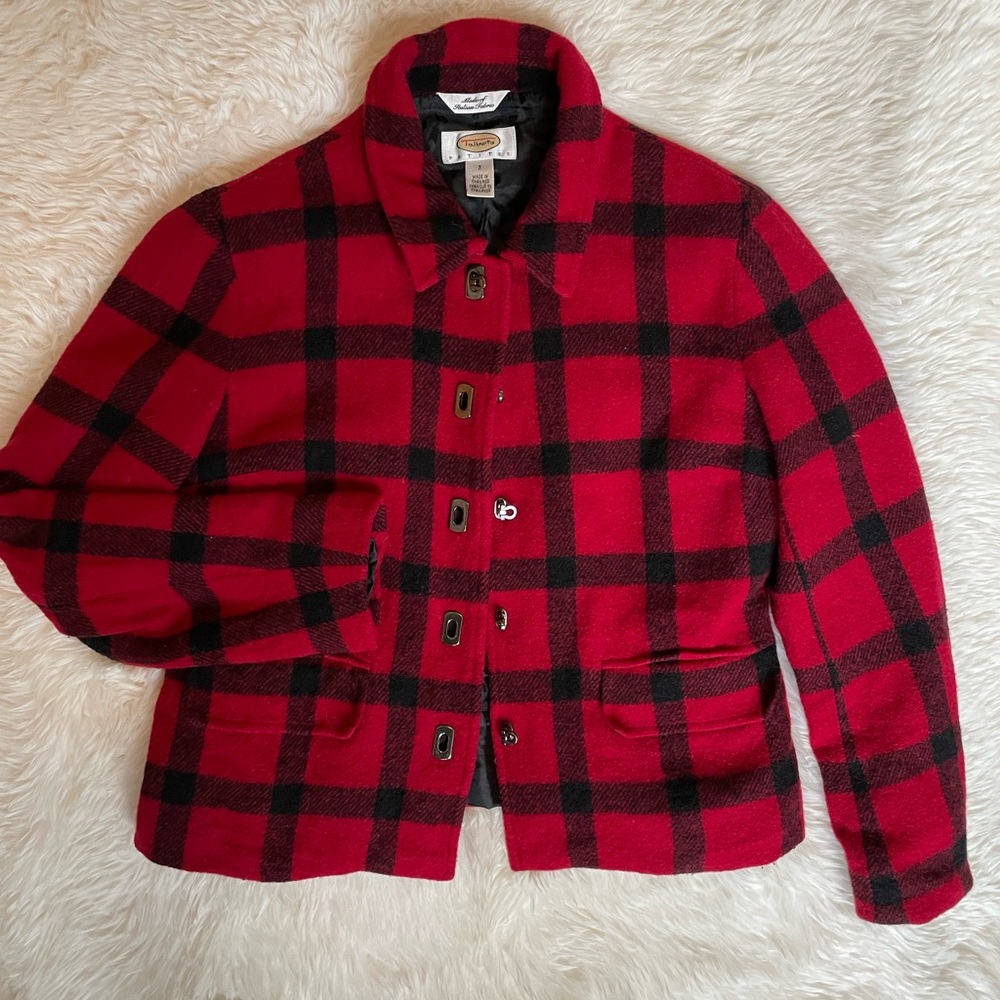 Talbots Red and Black Buffalo Plaid Italian Fabric Wool Blend